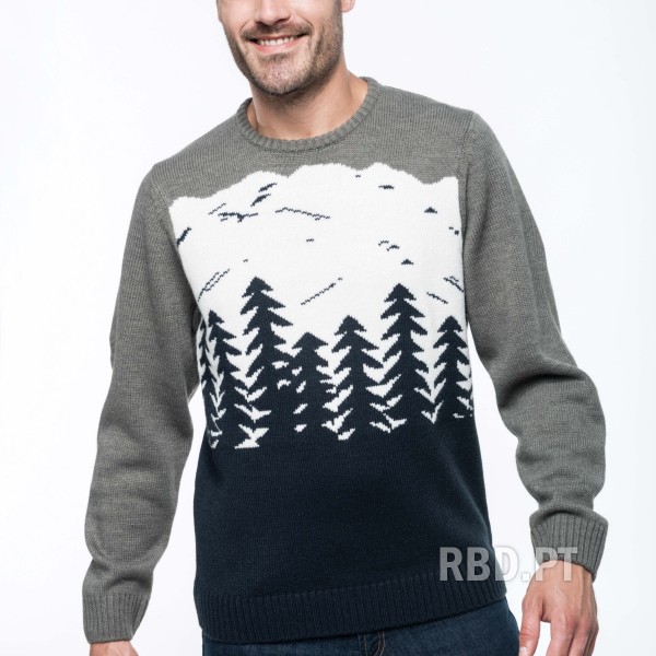 Christmas Sweater for Adult With Trees and Mountains pattern - Man and Woman