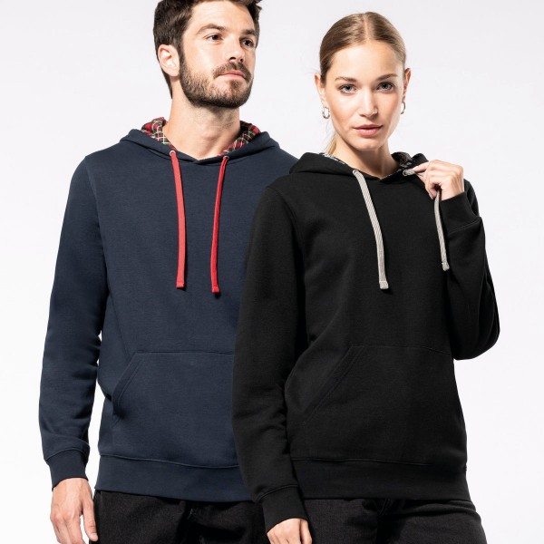 Unisex Sweatshirt with Contrast Printed Hood