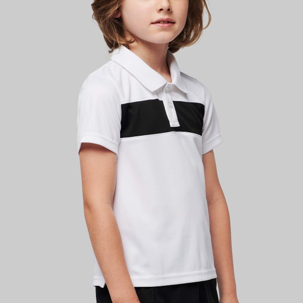 Kid's Short Sleeve Polo Shirt with Contrasting Chest